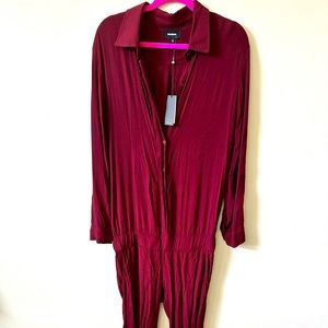 Size medium maroon jumpsuit.